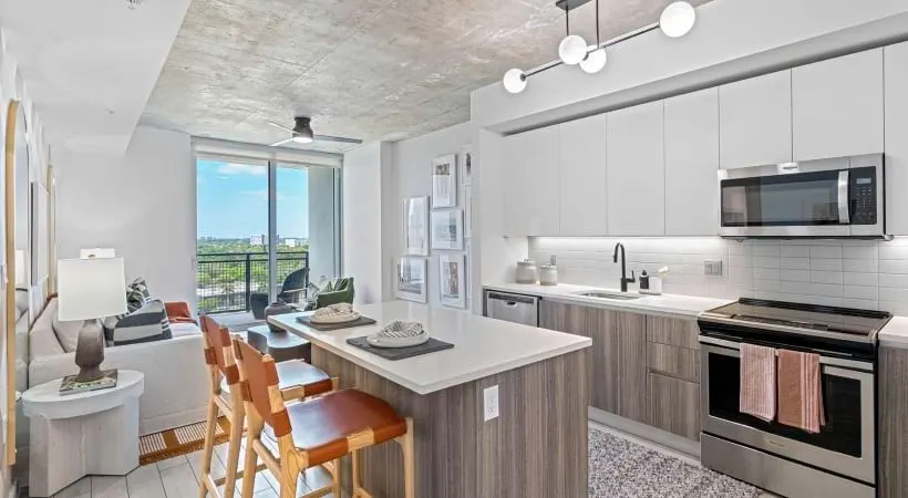 Stainless steel appliances and custom cabinetry